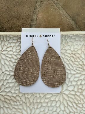 Nickel & Suede Medium Teardrop Earrings